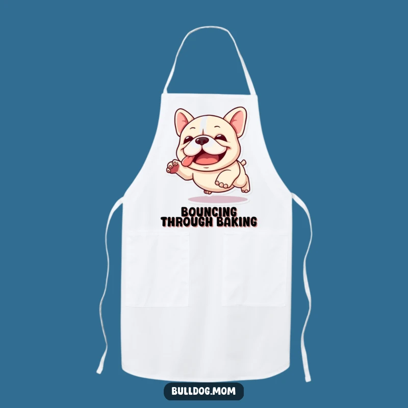 Funny Kawaii Bulldog Apron: Joyful Clumsy Leap Chef Wear