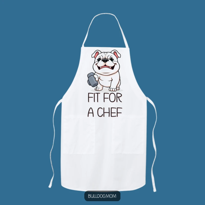 Kitchen Gains: Funny Kawaii Bulldog Dumbbell Apron