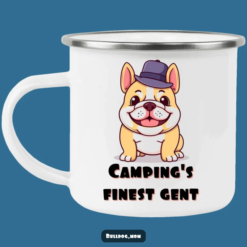 Funny Bulldog Camping Mug: Grinning Hat Tip Outdoor Sip Gift