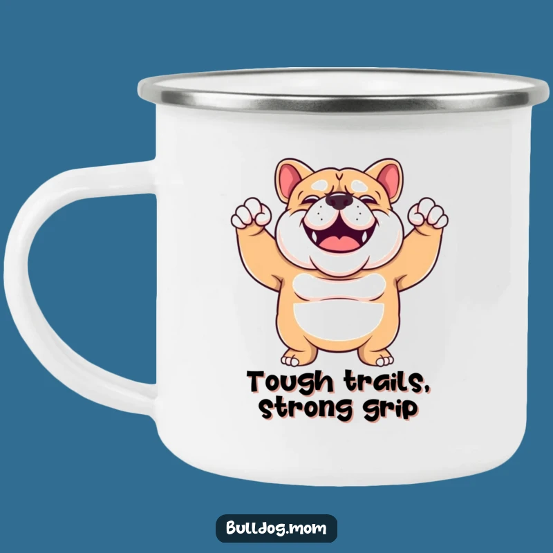 Funny Bulldog Flex Camping Mug: Strength on the Go