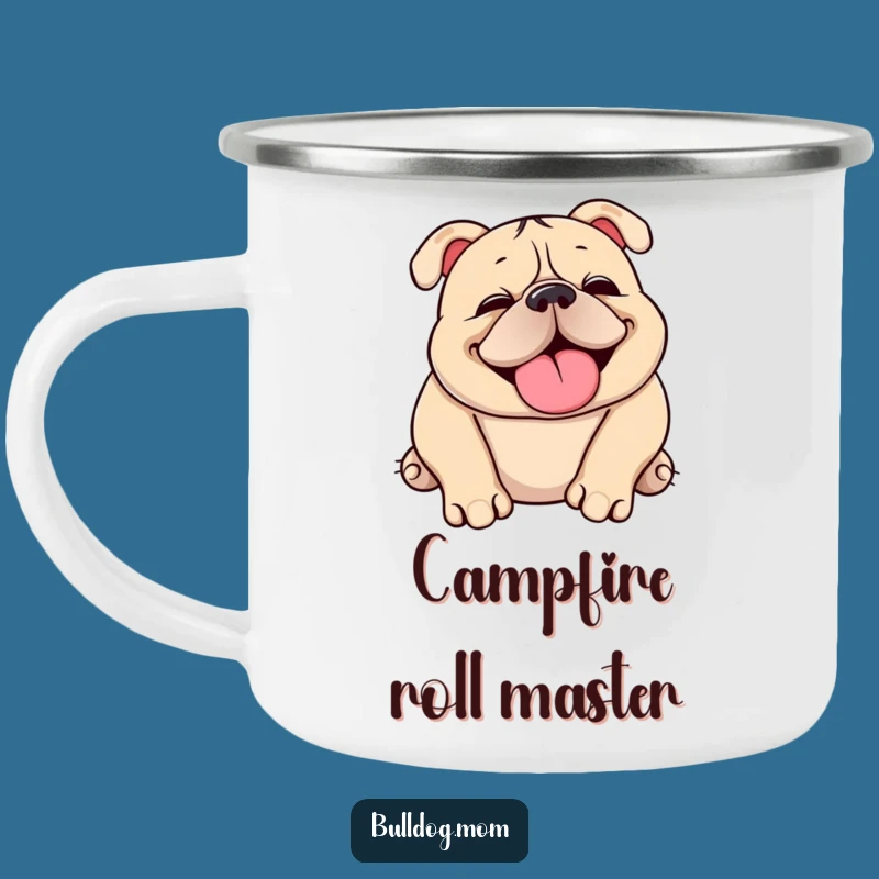 Funny Kawaii Bulldog Adventure Mug: Playful Campfire Companion