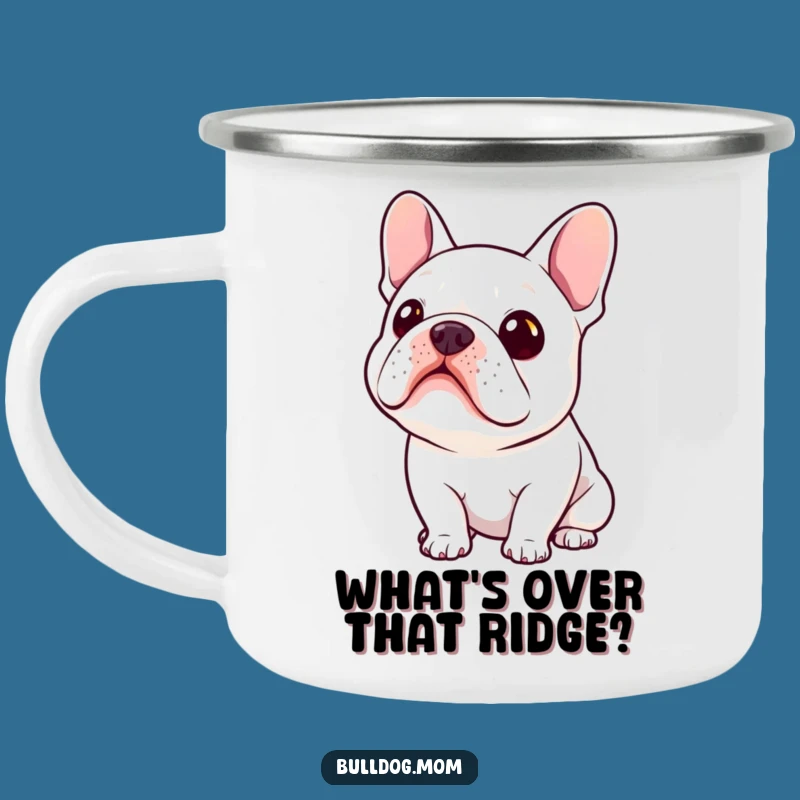 Funny Kawaii Bulldog Curiosity Camping Mug: Hilarious Gift for Curious Explorers!
