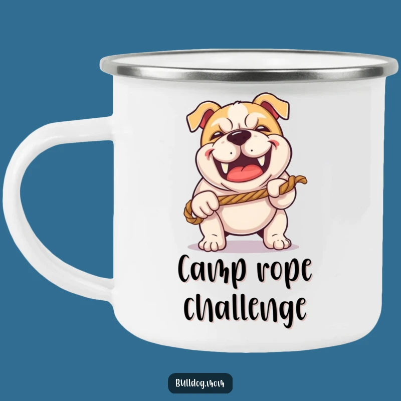 Funny Kawaii Bulldog Tug-of-War Camping Mug - Happy Grunt Adventure