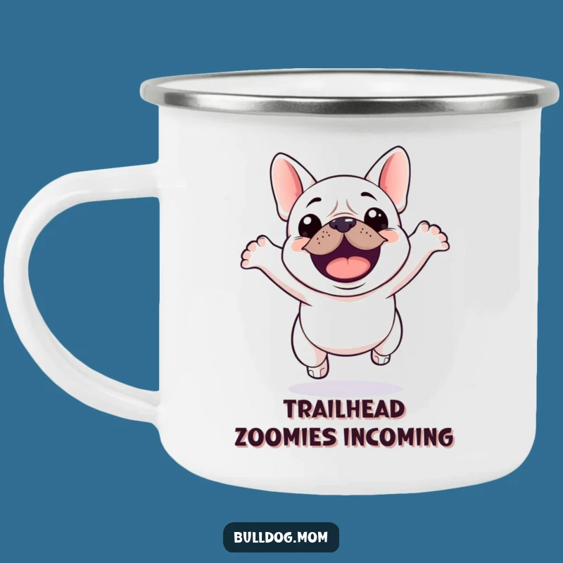 Funny Kawaii Bulldog Jump Camping Mug: Hilarious Outdoor Gift for Adventurous Dogs!