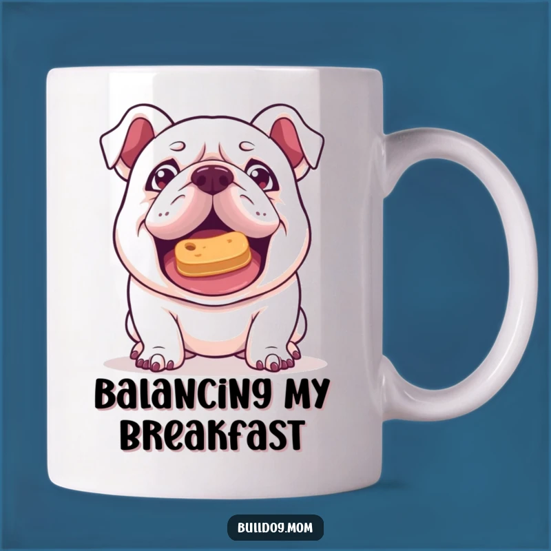 Funny Kawaii Bulldog Treat Balance Mug - Mischievous Puppy Trick Gift