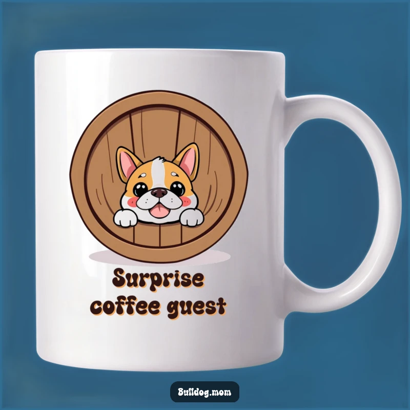 Funny Bulldog Barrel Peek Mug: Happy Surprise for a Hilarious Gift