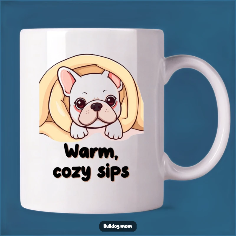Funny Kawaii Bulldog Blanket Mug: Hilarious Gift for Cozy Dog Lovers!