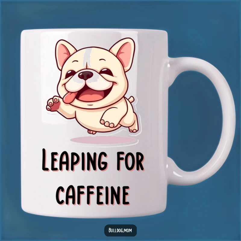 Funny Kawaii Bulldog Leap Mug: Joyful Clumsy Dog Gift