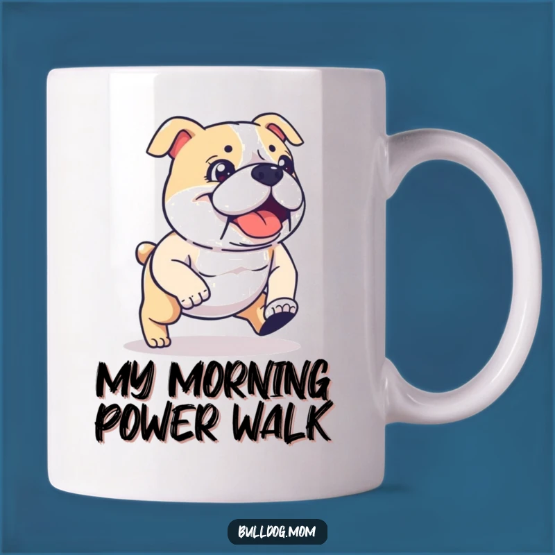 Funny Kawaii Bulldog Mug: Determined Stride for a Hilarious Gift