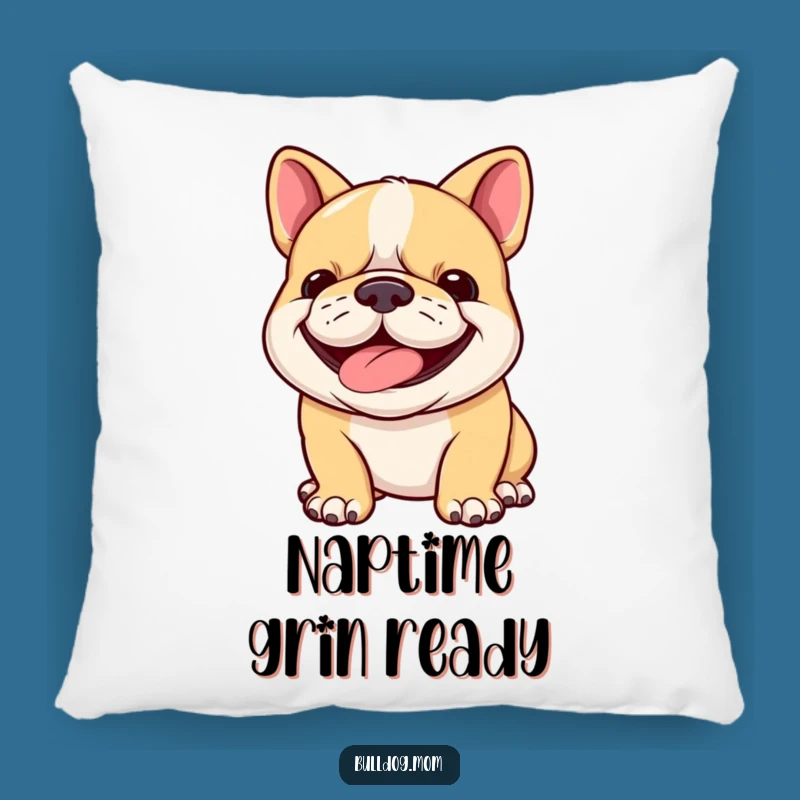 Cozy Funny Bulldog Cub Pillow - Happy Panting Pup, Comfy Grinning Gift!