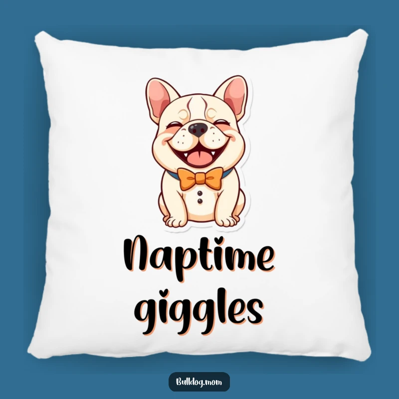Cuddle Up Laughing: Funny Kawaii Bulldog Bow Tie Pillow