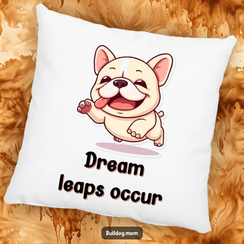Funny Kawaii Bulldog Pillow: A cute bulldog mid-clumsy leap, perfect for adding soft comfort and whimsical, joyful energy.