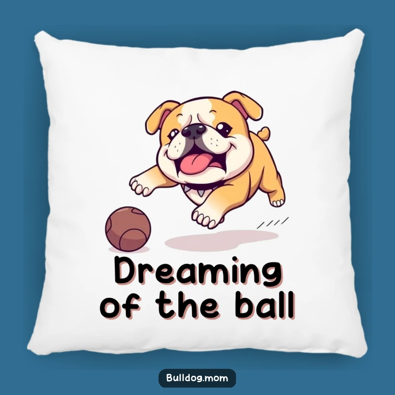 Soft Funny Kawaii Bulldog Pillow, Cozy & Humorous Ball Chasing Decor