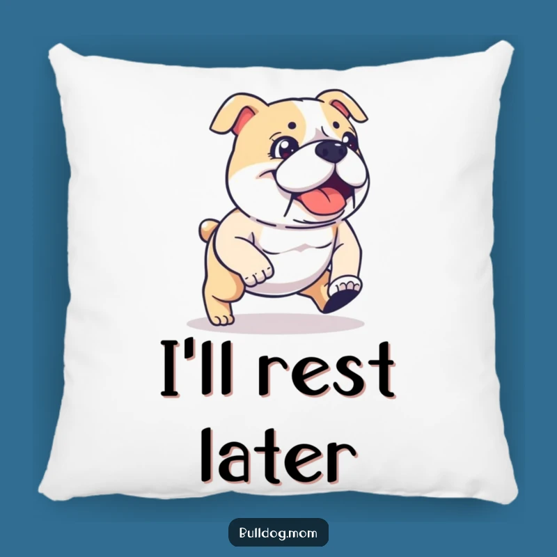 Funny Kawaii Bulldog Pillow: Determined Stride for Comfy Humor