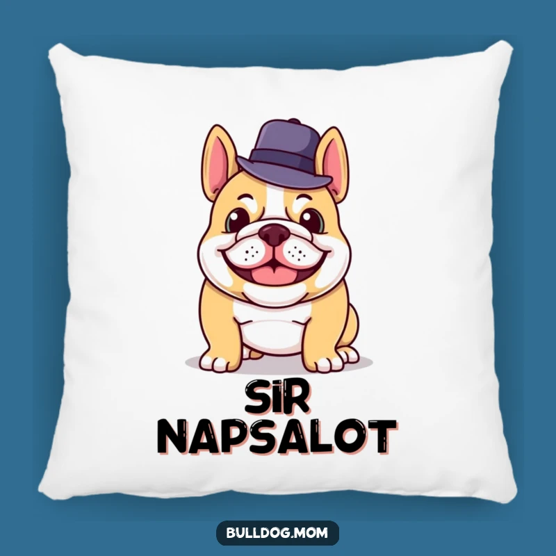Funny Bulldog Pillow: Cozy Grinning Hat Tip Cushion Gift