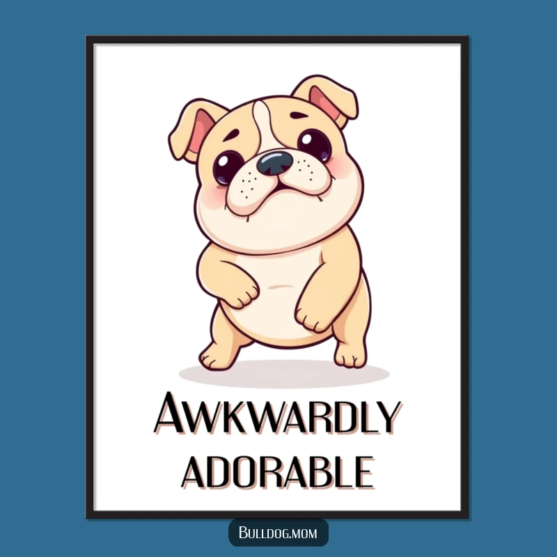 Funny Kawaii Bulldog Shuffle Art Print - Instant Dog Dance Decor