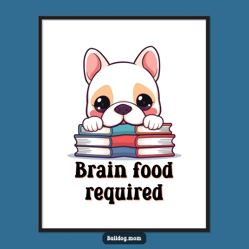 Funny Kawaii Bulldog Digital Art - Adorable Curious Pup Print for Gift