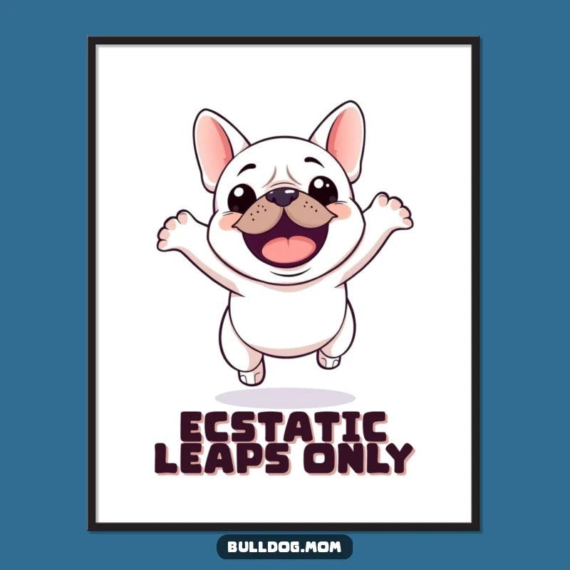 Funny Kawaii Bulldog Jump Digital Art: Hilarious Downloadable Gift for Dog Lovers!