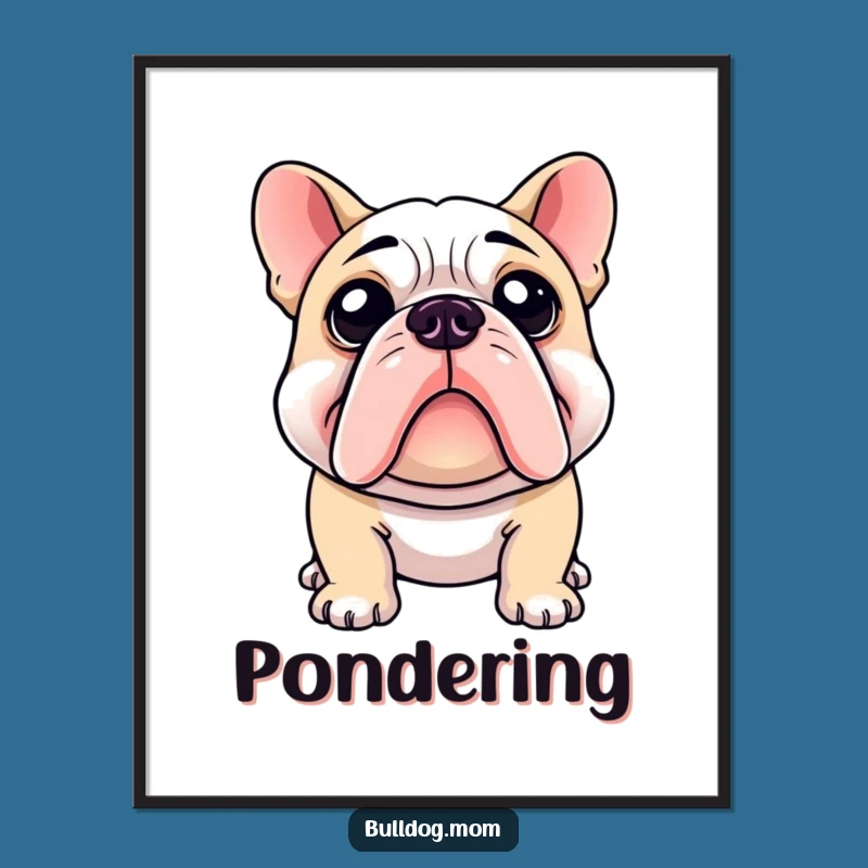 Funny Bulldog Curiosity Digital Art: Humorous Wall Decor for the Inquisitive Mind