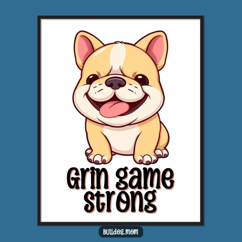 Funny Joyful Bulldog Cub Print - Happy Panting Pup, Digital Art Gift!