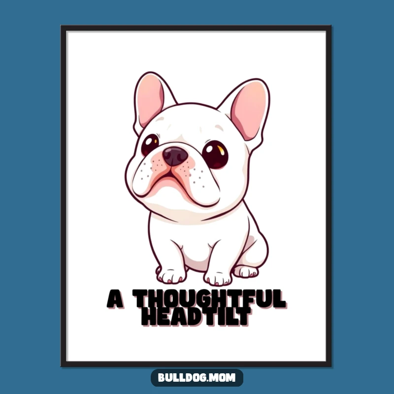 Funny Kawaii Bulldog Curiosity Digital Art: Hilarious Downloadable Gift for Inquisitive Homes!