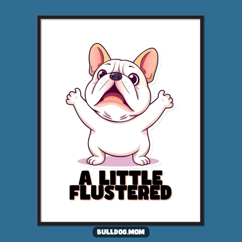 Funny Kawaii Bulldog Digital Art: Startled Pup Instant Download Gift
