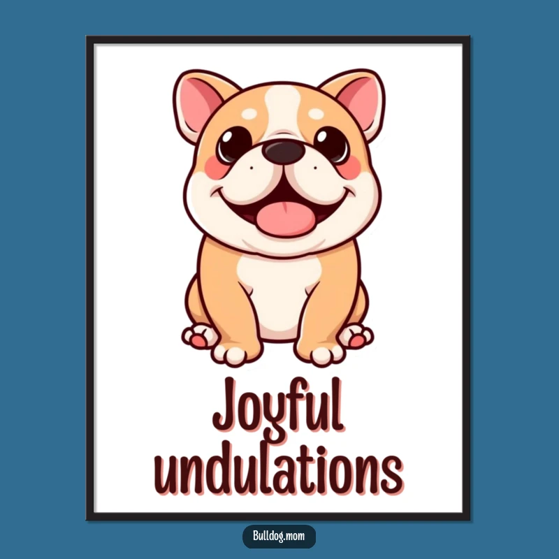 Funny Kawaii Bulldog Digital Print: Joyful Wiggle Art, a Unique Dog Lover Gift