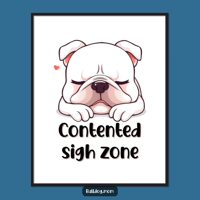 Funny Kawaii Bulldog Nap Digital Art: Sleepy Dog Portrait, Instant Cozy Decor