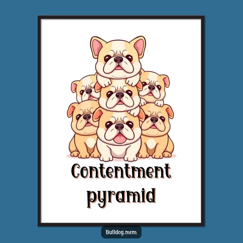 Funny Kawaii Bulldog Stack Digital Art: Instant Cozy Decor