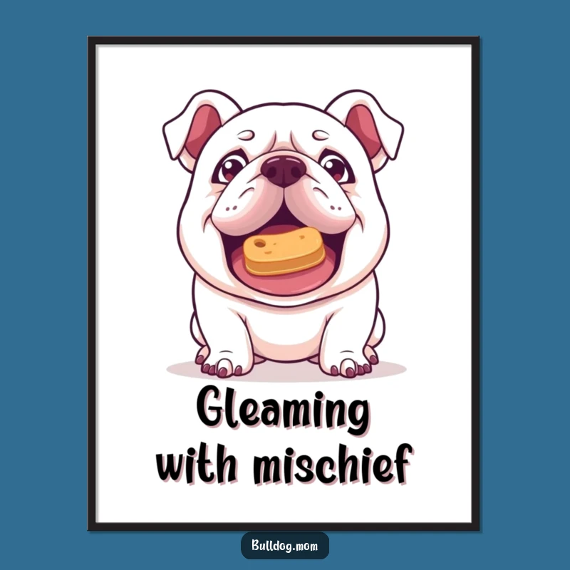 Funny Kawaii Bulldog Treat Balance Digital Art - Mischievous Puppy Print
