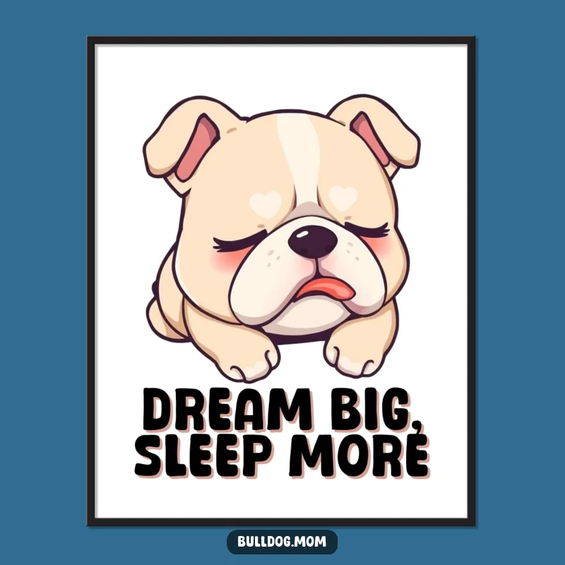 Funny Sleepy Bulldog Digital Art: Instant Hilarious Wall Decor!