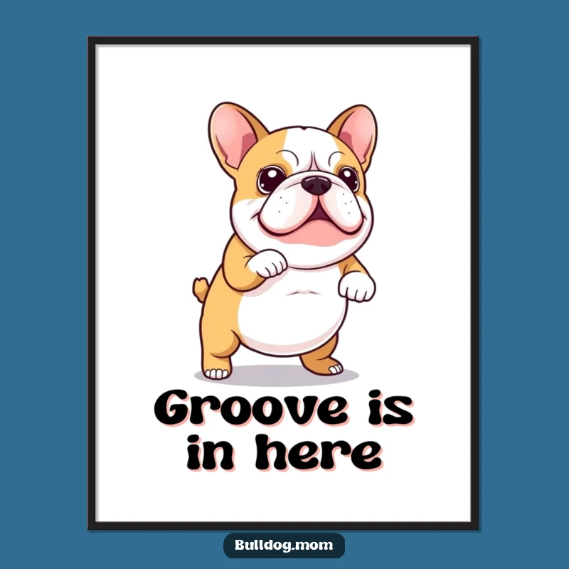 Funny Kawaii Bulldog Dance Digital Art: Instant Hilarious Wall Decor!