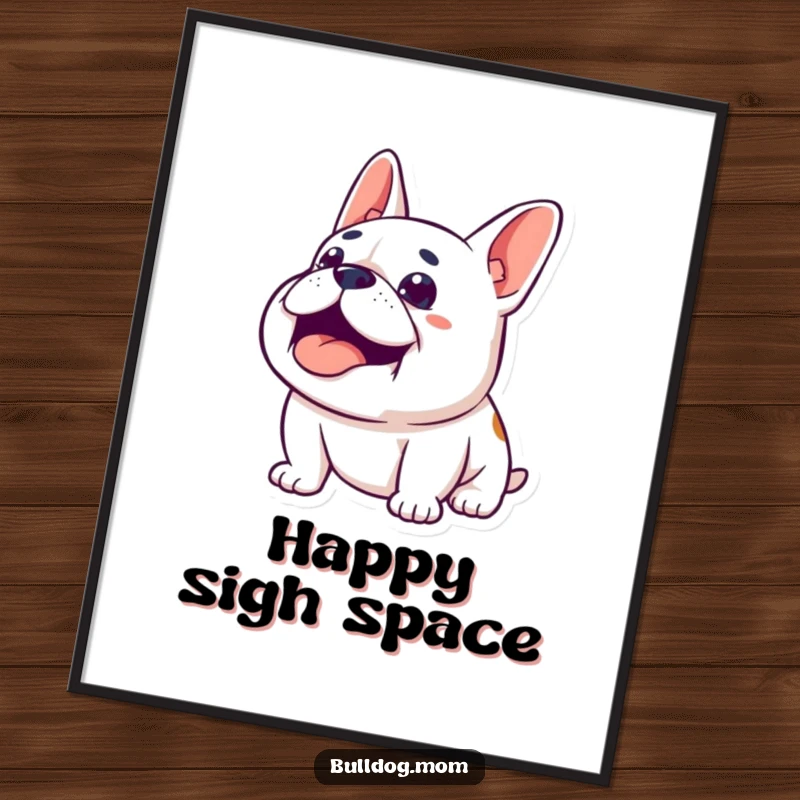 Funny Content Bulldog Digital Art: A high-quality illustration of a bulldog looking upwards with a happy, contented sigh, radiating peace.