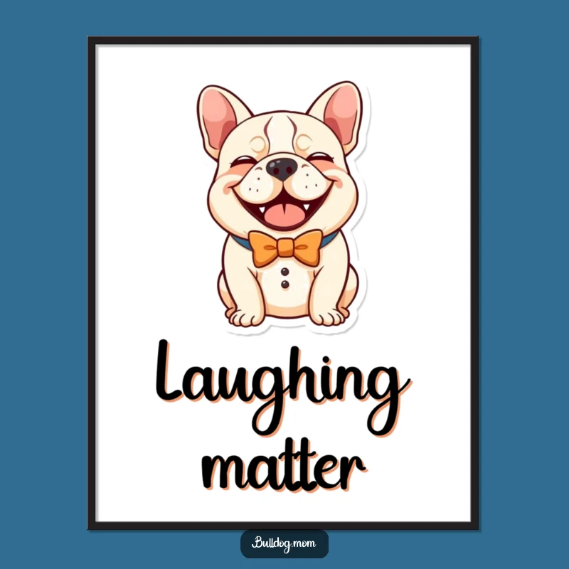 Instant Laughter: Funny Kawaii Bulldog Bow Tie Art Print