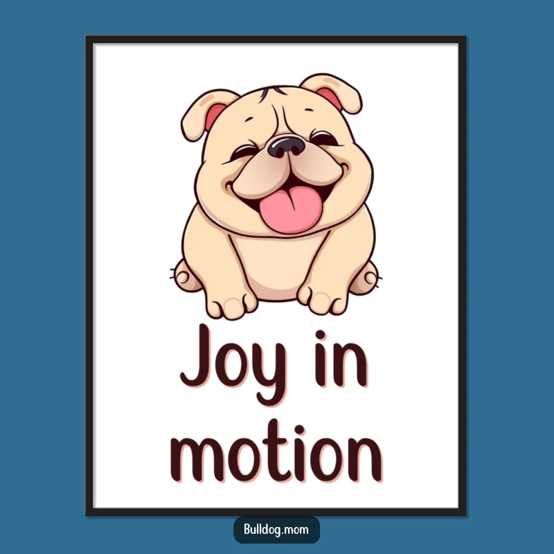 Funny Kawaii Bulldog Playful Digital Art: Instant Joyful Decor