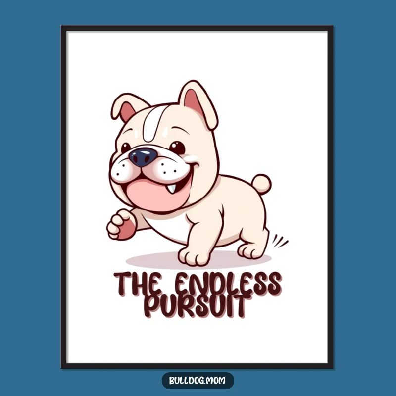 Funny Kawaii Bulldog Digital Art: Tail Chasing Decor