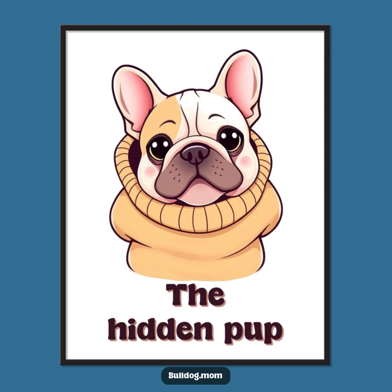 Funny Kawaii Bulldog Digital Art: Oversized Sweater Decor