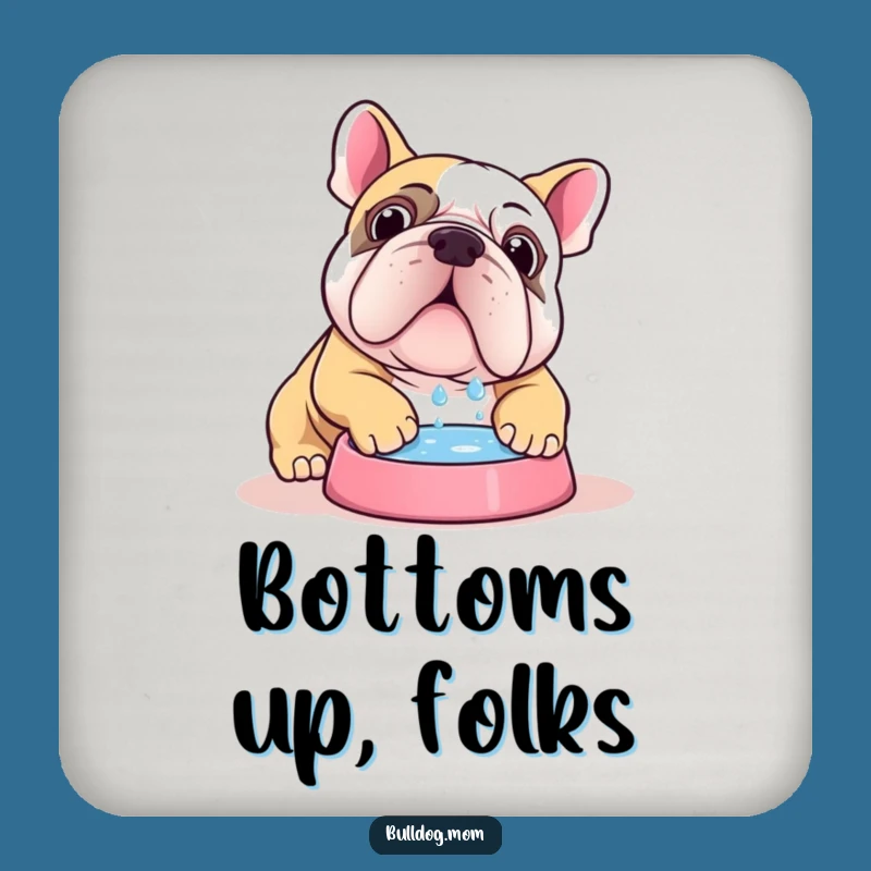 Funny Kawaii Bulldog Water Bowl Coaster: Protect Surfaces with Humor