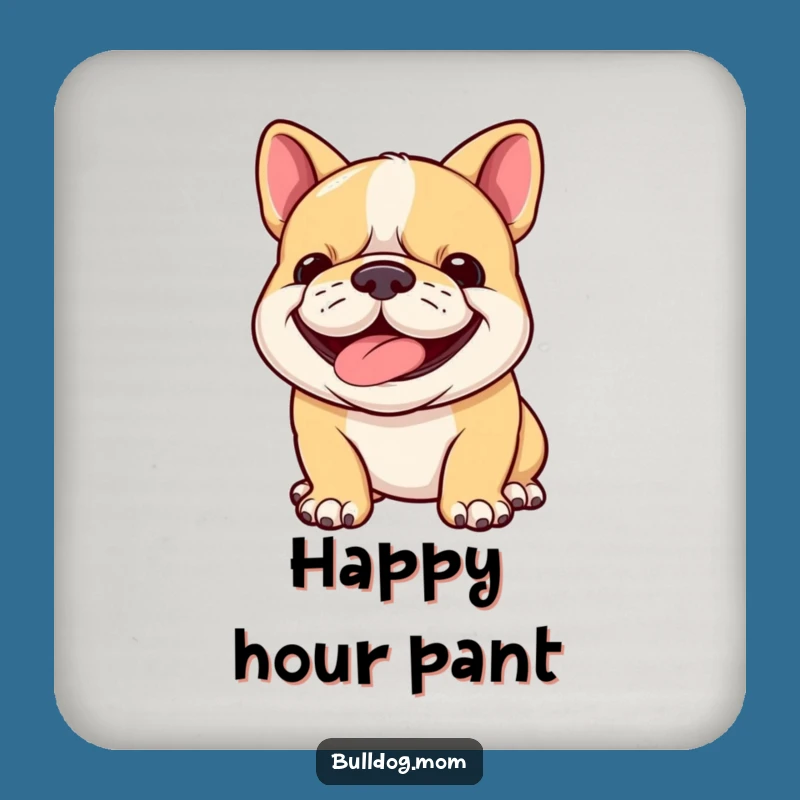 Funny Bulldog Cub Coaster - Happy Panting Pup, Table Gift!
