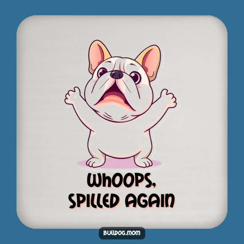 Funny Kawaii Bulldog Coaster: Startled Pup Drink Protector Gift