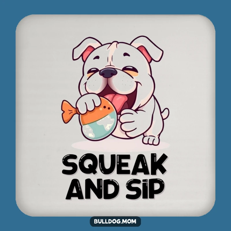 Funny Kawaii Bulldog Drink Coaster: Hilarious Toy Wrestling Protection