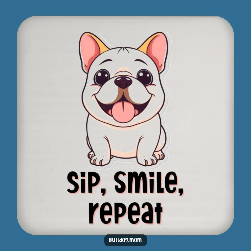Funny Kawaii Bulldog Smile Coaster: Hilarious Gift to Protect Your Drinks!