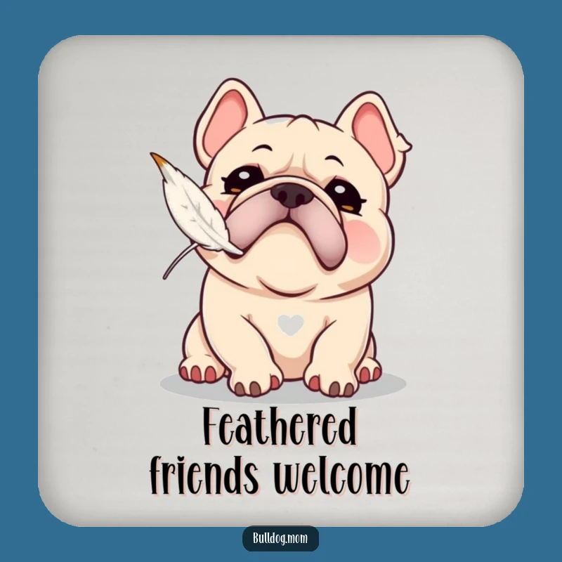 Funny Kawaii Bulldog Snorting Feather Chase Coaster - Playful Puppy Protection