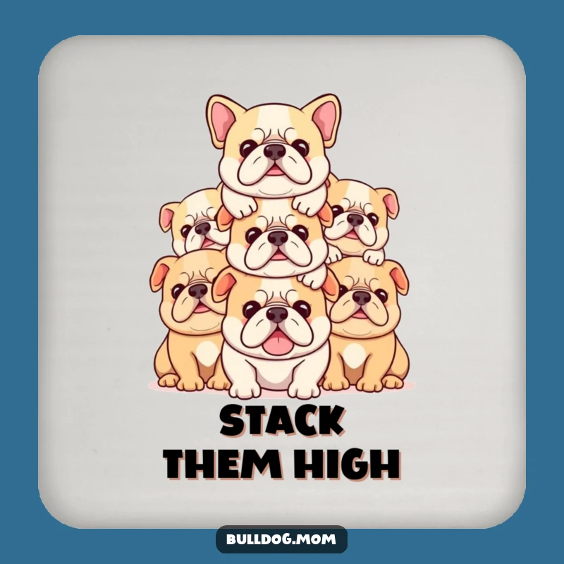 Funny Kawaii Bulldog Stack Coaster: Protect Surfaces with Pups