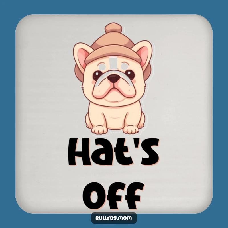 Funny Bulldog Hat Peek Coaster - Cute Pup Table Protector Gift