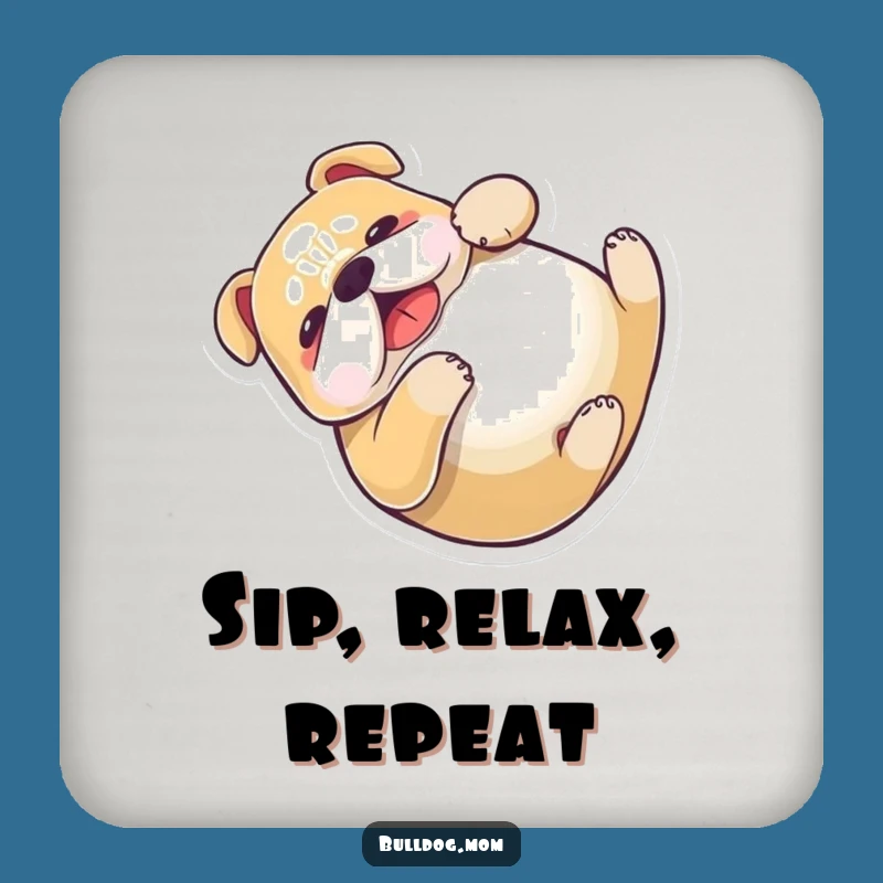 Funny Kawaii Bulldog Coaster Set - Playful Pup Drink Holder Gift