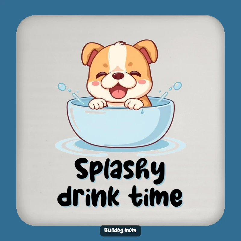 Funny Bulldog Cub Coaster - Giggling Pup Water Splash, Table Gift!