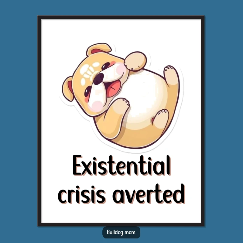 Funny Kawaii Bulldog Poster - Playful Pup Art Print Gift