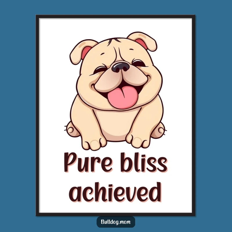 Funny Kawaii Bulldog Rolling Over Poster: Adorable Joyful Art