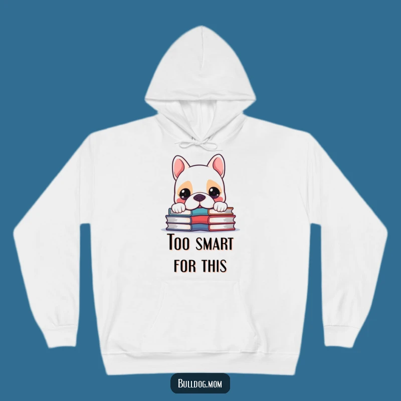 Cozy Funny Kawaii Bulldog Hoodie - Adorable Bookworm Pup Wear for Gift